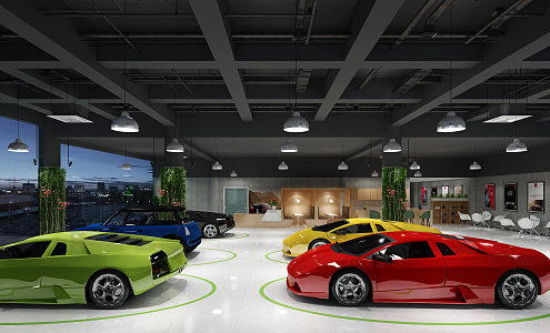 Industrial LOFT Showroom Car Showroom Lamborghini 3d model