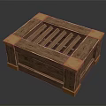 Wooden Sofa Stool with Slatted Top Square Design and Brass Accents