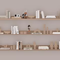 Modern Home Decorative Ornaments Set With Books And Sculptures On Shelves