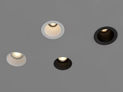 Modern Recessed Ceiling Lights in White and Black with Bright Illumination Effect 3d model