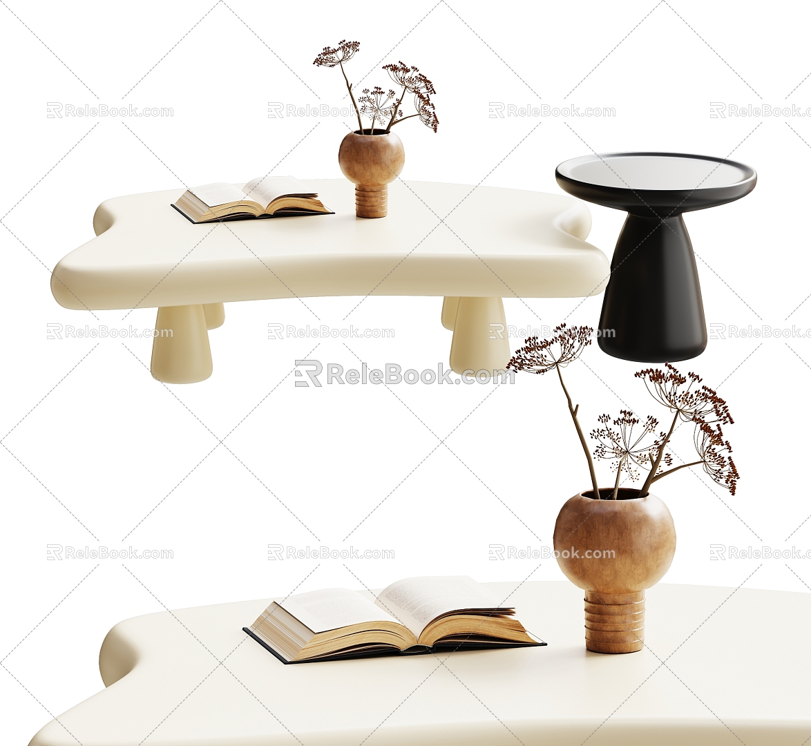 Cream wind coffee table combination 3d model