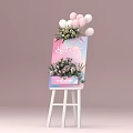 Valentine's Day Decorative Setup With Balloons Flowers And Welcome Sign
