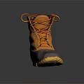 Durable Orange and Gray Laced Work Boots with Yellow Rubber Sole 3d model