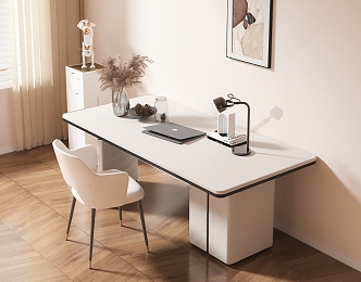 Light Luxury Desk and Chair Cream Rock Board Desk Home Creative Computer Desk Minimalist Writing Desk Office Desk Rock Board Desk 3d model