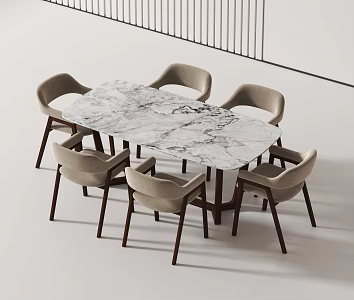 Modern Dining Table and Chair 3d model