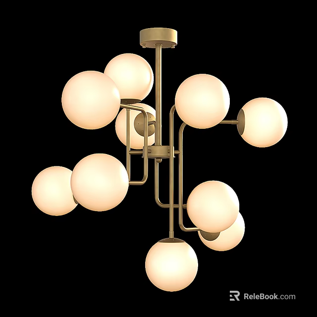 Contemporary Chandelier Featuring Multiple Globe Bulbs And Sleek Metal Frame for Interior Design 3d model 