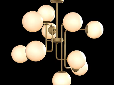 Contemporary Chandelier Featuring Multiple Globe Bulbs And Sleek Metal Frame for Interior Design 3d model
