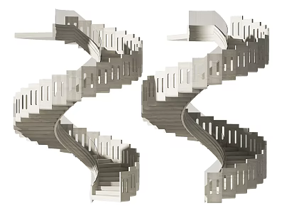 Modern Spiral Staircase Design With Curved Steps And Metal Railings 3d model