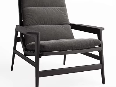 Modern Gray Upholstered Armchair With Comfortable Seat Backrest And Wooden Frame 3d model