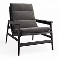 Modern Gray Upholstered Armchair With Comfortable Seat Backrest And Wooden Frame
