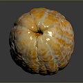 Fresh Peeled Orange Showing Bright Orange Surface With White Stripes On Black Background