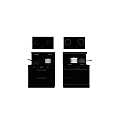 Modern Black Kitchen Appliances With Gas Stoves Ovens And Control Panels