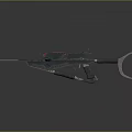 Futuristic Mechanical Spear Weapon With Metal Structure And Red Accent Details