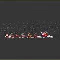 Santa Claus With Reindeer Pulling Sleigh Loaded With Colorful Gifts On Snowy Background