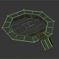 Octagonal Cage With Central H Letter Fencing Staircase Yellow Stripes And Floor Numbers