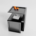 Black Side Table With Tray Holding Oranges And Open Compartment With Book 3d model