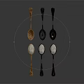 Household Daily Use Metal Spoons with Gold Silver Black Finish and Smooth Handle Design