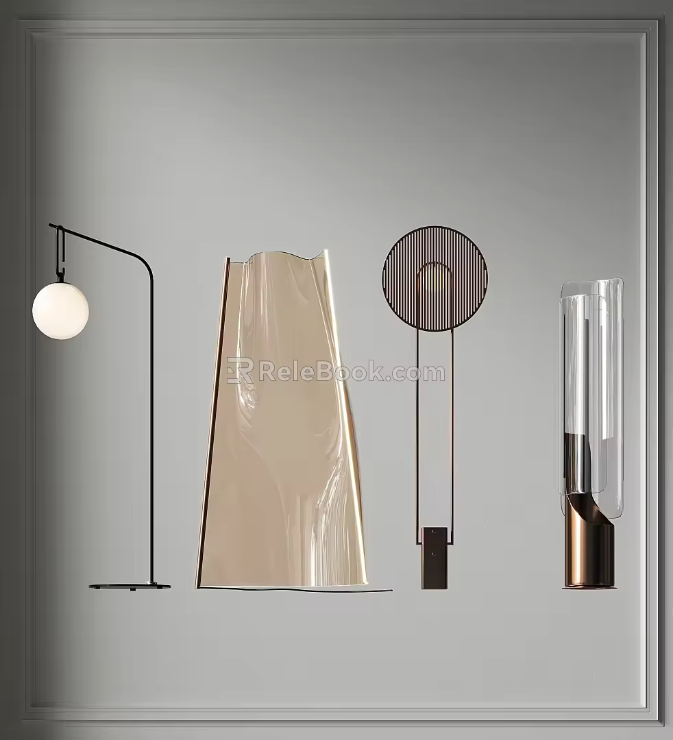Modern Floor Lamp Combination Metal Glass Floor Lamp Simple Floor Lamp Fishing Lamp Type Floor Lamp 3d model