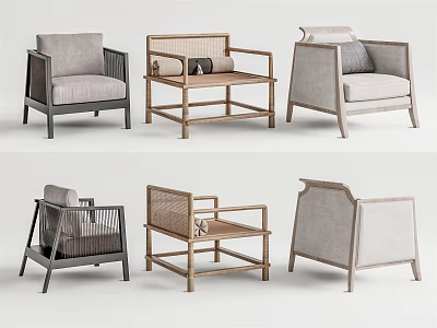 Modern Single Sofa Designs with Wooden Frame Fabric Cushions and Armrests for Living Room 3d model
