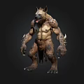 Ferocious Hyena Human Hybrid Creature 3D Render With Muscular Body Spotted Skin And Sharp Claws