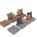 Stylish Throw Pillows Blue Brown And Beige On Gray Tufted Velvet Cushion Home Decor