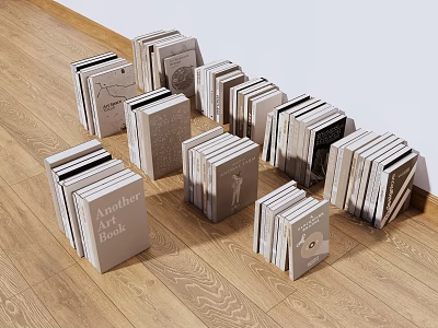Stacked Books And Magazines On Wooden Floor With Various Cover Designs 3d model
