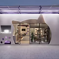 PINKCAT Boutique Store Exterior With Cat Shaped Design Purple Lighting And Glass