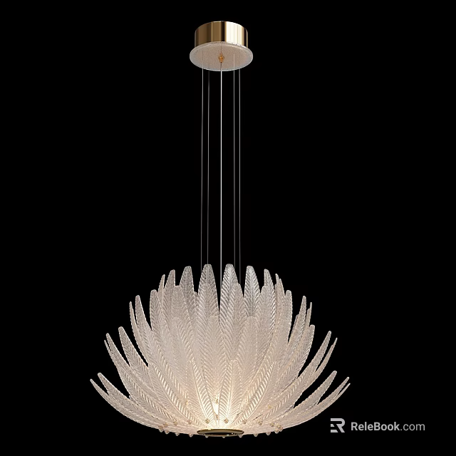 Elegant White Feather Shaped Modern Chandelier Lighting Fixture Design 3d model 