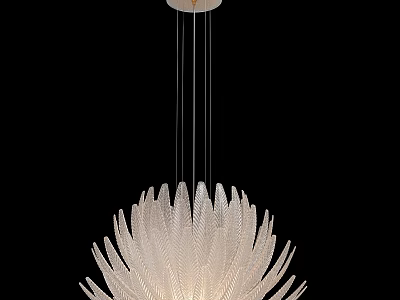 Elegant White Feather Shaped Modern Chandelier Lighting Fixture Design 3d model