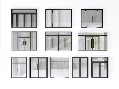 Various Designs Of Contemporary Windows And Doors With Glass Features 3d model