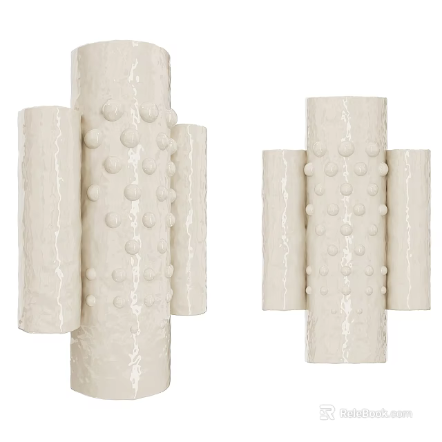 White Cylindrical Wall Sconces With Decorative Dots For Modern Home Interior 3d model 