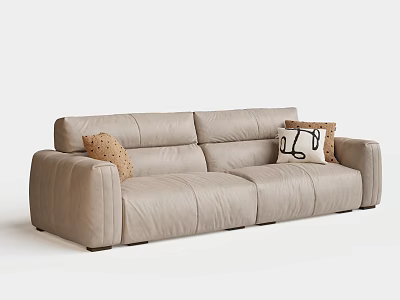 Modern Light Beige Sectional Sofa With Polka Dot And Graphic Decorative Pillows 3d model