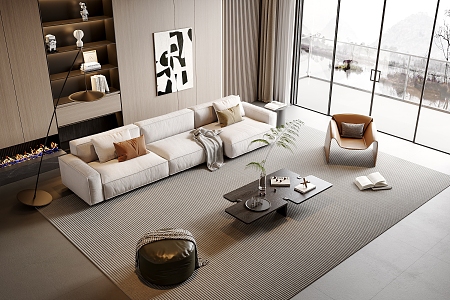 Modern sofa coffee table combination 3d model