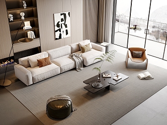 Modern sofa coffee table combination 3d model