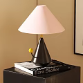 Stylish Table Lamp with Light Pink Lampshade Black Base Yellow Ball on Ezra Stoller Book