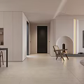 Modern Living Dining Room Interior With Minimalist Design Dining Table Chairs And TV Wall
