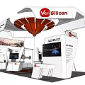 VeriSilicon Exhibition Booth Modern Design Featuring Display Screens And Red White Elements