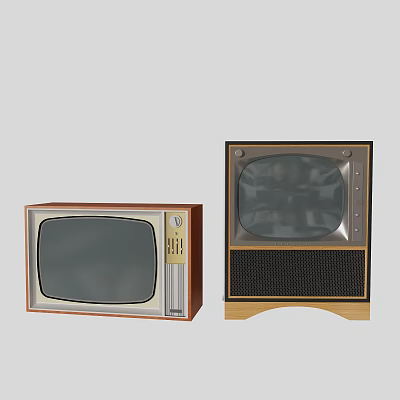 Vintage Televisions With Retro Design Featuring Wooden Frames And Speaker Grilles 3d model