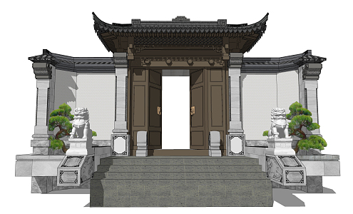 Chinese style gate head 3d model