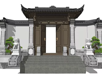 Chinese style gate head 3d model