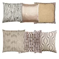 Decorative Throw Pillows With Various Textured Patterns And Neutral Tones For Home Decor 3d model