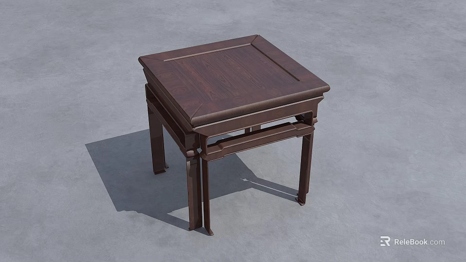 Dark Solid Wood Square Dining Table With Traditional Style Legs Design 3d model