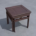 Dark Solid Wood Square Dining Table With Traditional Style Legs Design 3d model