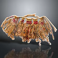 Handwoven Household Tassel Decor with Orange Yellow Body and Red Small Accents