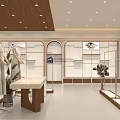 Modern Retail Showroom Interior With Logo Mannequin Dress Windows Plants And Lighting