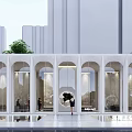 Elegant Modern Sales Office Building With White Exterior Arch Design And Glass Facade