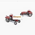 Vintage Detailed Red Tractor Models With Classic Design And Wheels On White Background