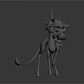 White Unicorn 3D Model With Horn Mane And Tail In Standing Pose 3d model