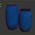 Two Blue Household Storage Buckets With Black Lids For Home Organization 3d model