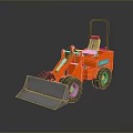 Orange Compact Utility Loader with Front Bucket Black Seat and Handlebars 3d model